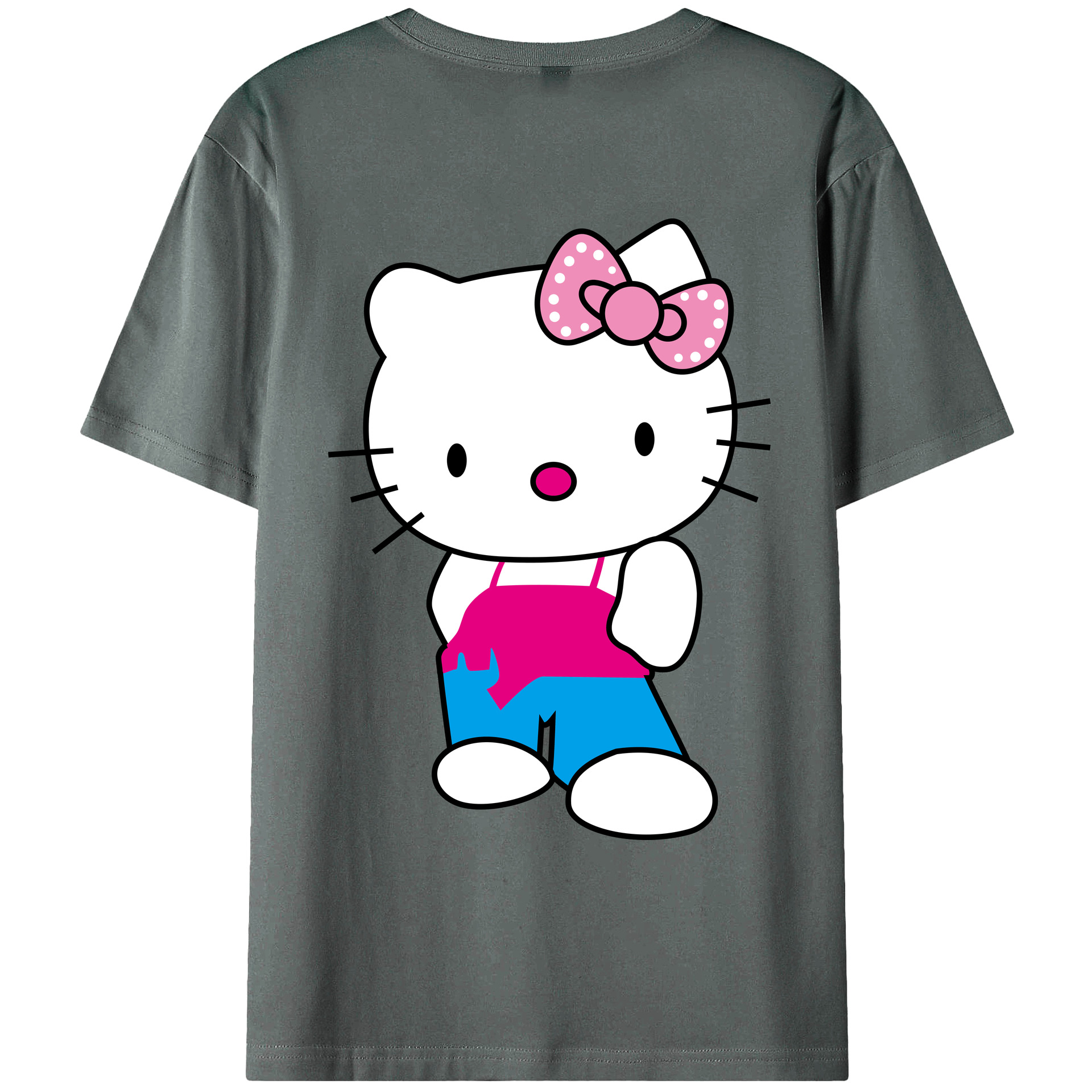 （画像用） Hello Kitty ハローキティ 綿100％ メンズ半袖Tシャツ（バックプリント） 通気性